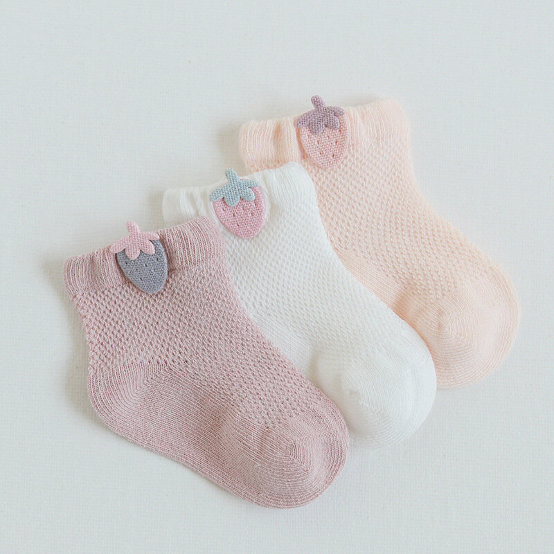 3Pairs/lot Summer Spring New Baby Socks Cotton Animal Socks strawberry Cute Cool Thin Kids Socks Mesh Colorful Children Socks