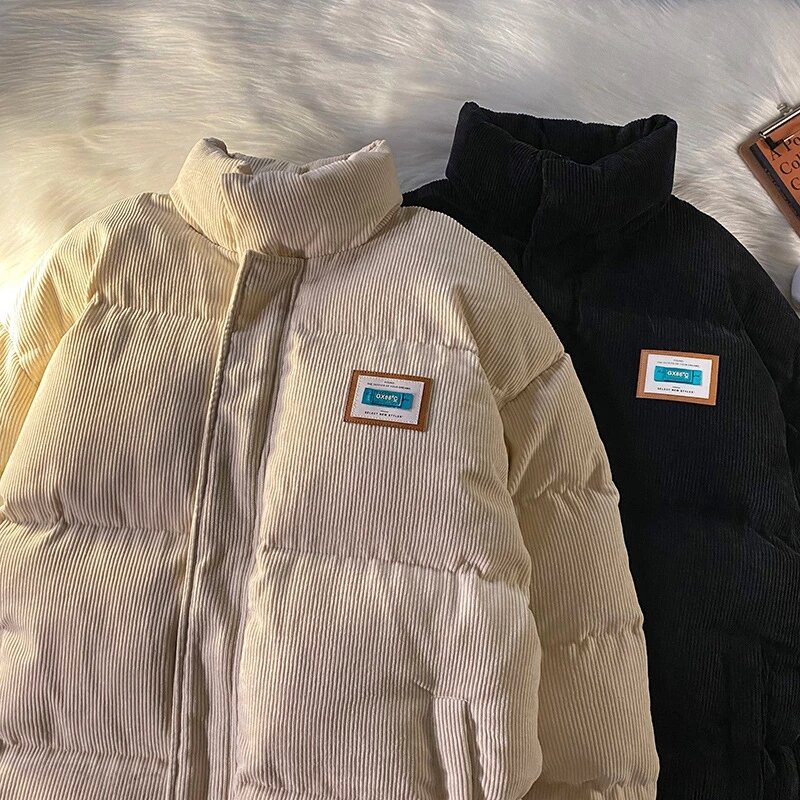 2023 Harajuku Men's Warm Parkas Winter Coat Corduroy Cotton Oversize Male Winter Jackets Windbreaker Padded Coat Woman Parkas