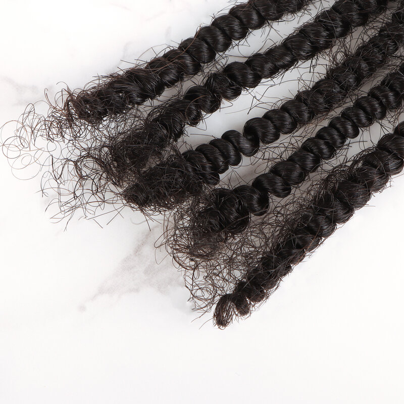 Afro perwersyjne kręcone loki doczepiane teksturowane Locs ludzkie włosy do zaplatania szydełka 4C afro twist włosy podwójnie rysowane wysokiej jakości
