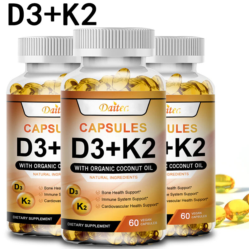 Los suplementos vitamínicos K2 + D3 soportan la densidad ósea, los dientes y la piel, la salud del corazón y la inmunidad.