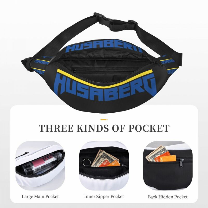 Husaberg-ロゴ付きユニセックスウエストバッグ、多機能スリングクロスボディバッグ、チェストバッグ、ショートトリップパック