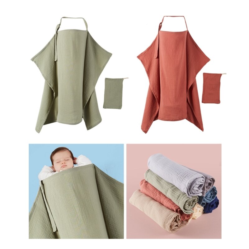 F62D Mother Outing Breastfeeding Towel Cotton Baby Feeding Cover Anti-privacy Infant Nursing Towel Car Canopy Blanket