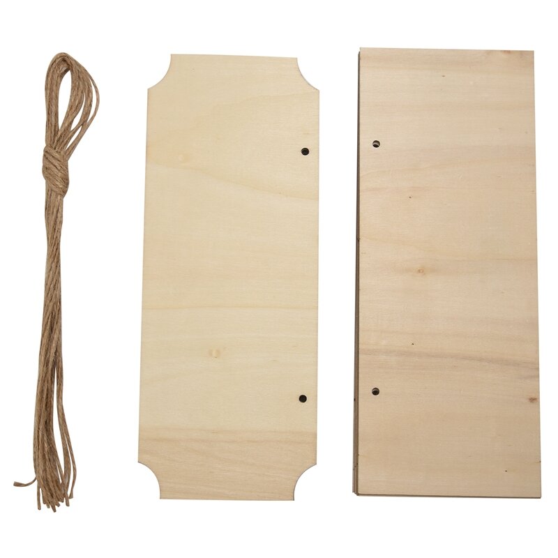 10 buah spanduk plak kayu kosong persegi panjang tanda kayu gantung yang belum selesai dengan tali untuk tulisan lukisan pirografi