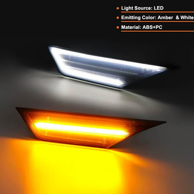 For Honda Civic Coupe Sedan Hatchback 2016-2021Front Bumper LED Side Marker Lamp White Parking Light Amber Turn Signal Lights