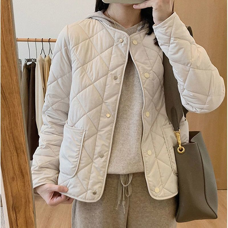 Veste matelassée en coton pour femme, manteau épais à col rond, ample, couleur unie, Version coréenne, automne et hiver