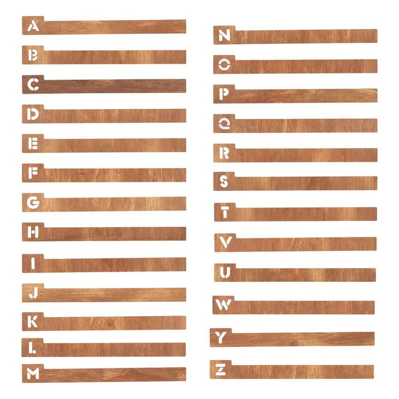 Alphabet en bois Sync Ders, bricolage, artisanat, signet, évaluation pour le nettoyage et les albums, décorations pour la maison, 26 pièces