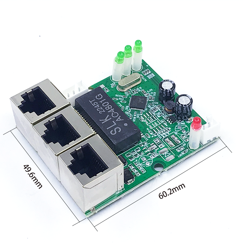 Mini PCBA Módulo de interruptor Industrial de 4 puertos, 10/100Mbps, 5V, 12V, 15V, 18V, 24V, protección contra rayos, 4KV, antiestático