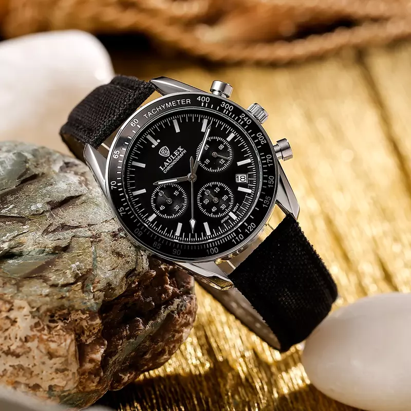 Новые мужские часы LAULEX 2024, роскошные мужские кварцевые часы с автоматической датой и многофункциональным таймером, повседневные модные часы