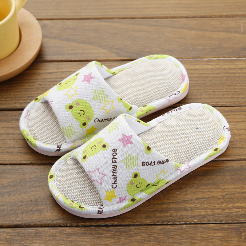 Children Shoes Home Slippers Baby Cartoon Warm Non-slip Home Shoes Girls Indoor Bedroom Boys Flax House Slippers Four Seasons