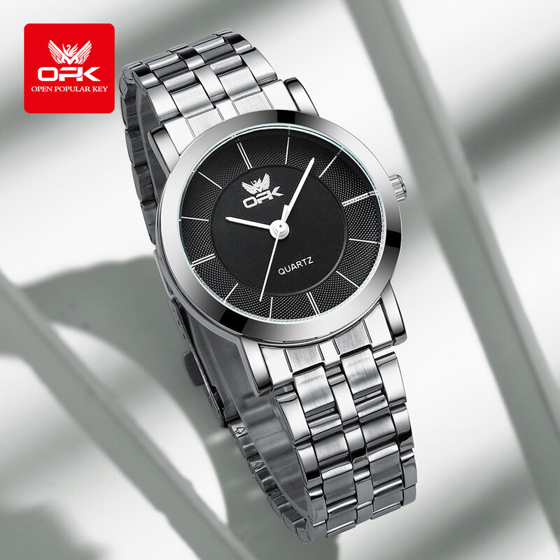 Opk 6019 Luxus Edelstahl Uhr für Männer Frauen Original wasserdichte Paar Uhren Top Marke Mode Kleid Handuhr 2024