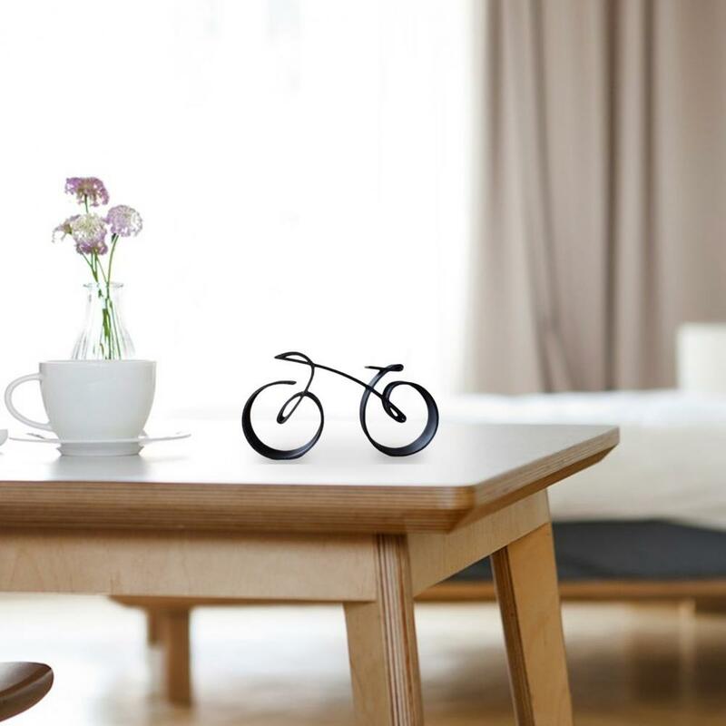 와이어 조각 장식품, 우아한 와이어 프레임 자전거 조각, 벽용 미니멀리즘 홈 장식