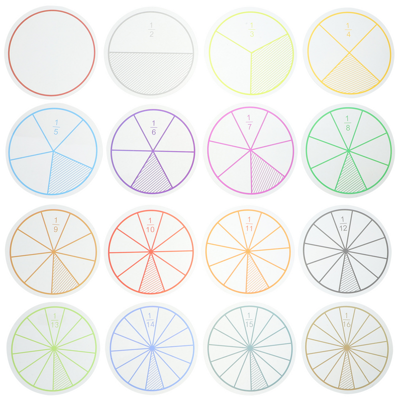 Fraction Learning Circles PVC Manipulatives for Kids Toys Intelligence Development in Elementary and Preschool