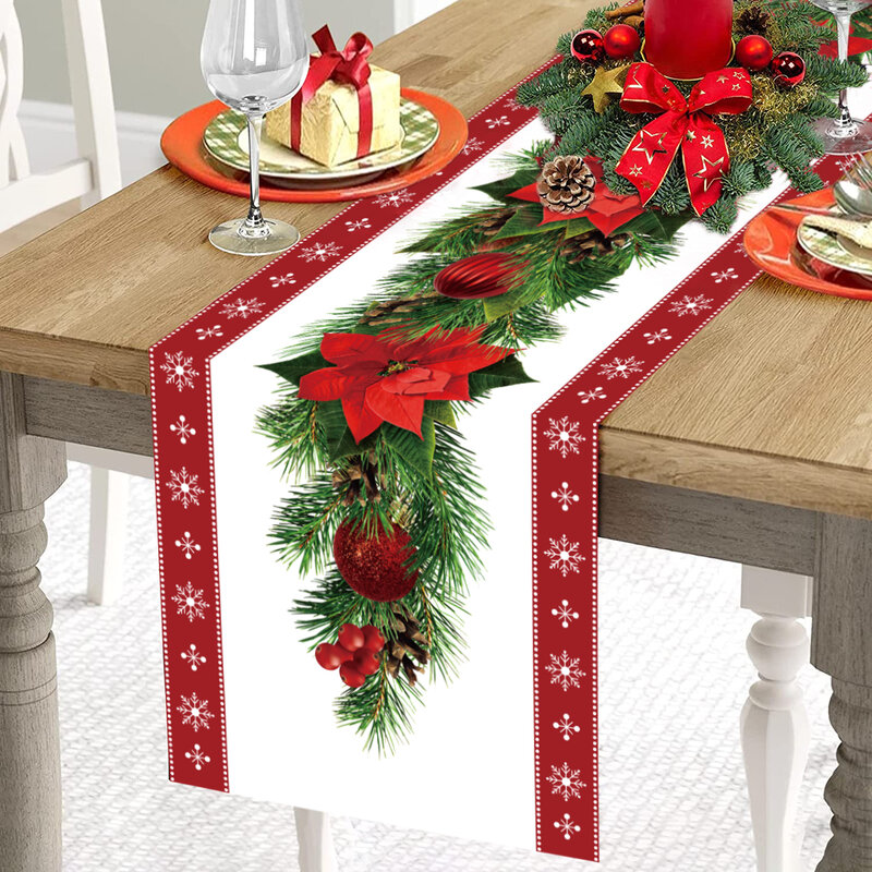 Christmas Table Runner Merry Christmas Decoration for Home Xmas Party Decor 2023 Navidad Notal Noel Ornament Happy New Year 2024