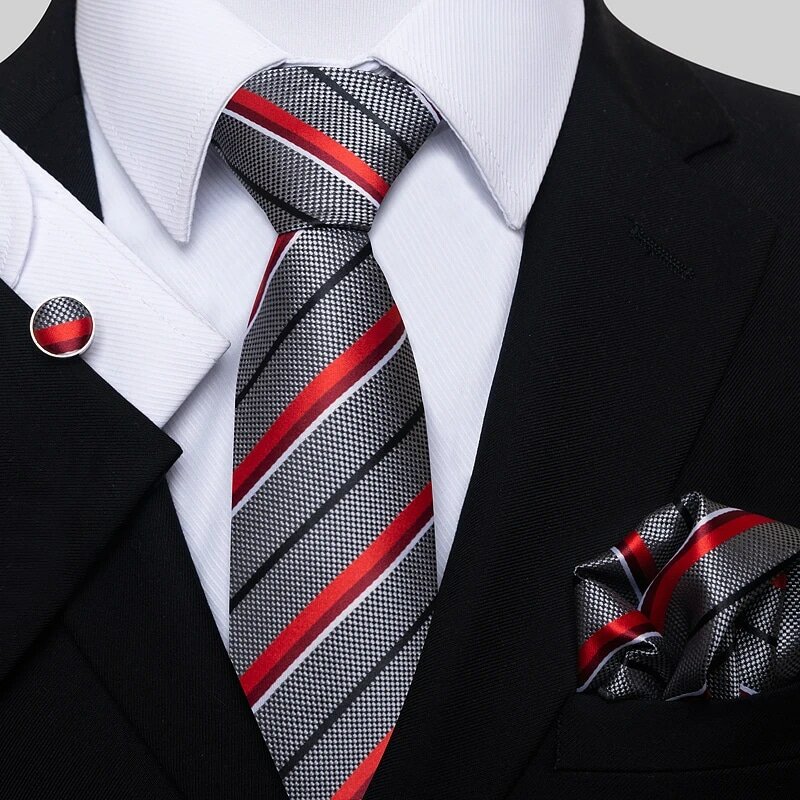 Роскошный набор запонок 8 см из 100% шелка, мужской галстук с геометрическим рисунком, аксессуары для официальной одежды, для вечерние