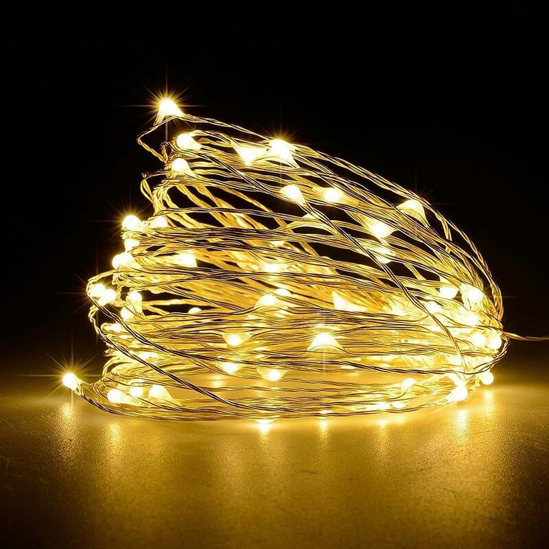 LED 야외 100LED 스트링 조명, 요정 휴일 크리스마스 파티 화환, 방수 조명, 8 모드, 10m