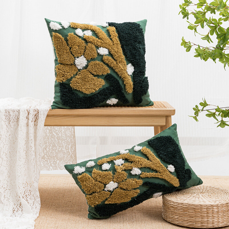 Funda de almohada bordada estilo Retro árbol y Luna, funda de cojín de algodón informal, decoración de sofá y dormitorio