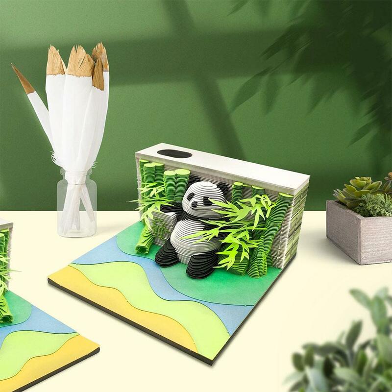 Panda Model Omoshiroi Block 3D Notepad Mini Panda Paper Model Memo Pad Block Notes uffici note di carta per la pianificazione T8Q0