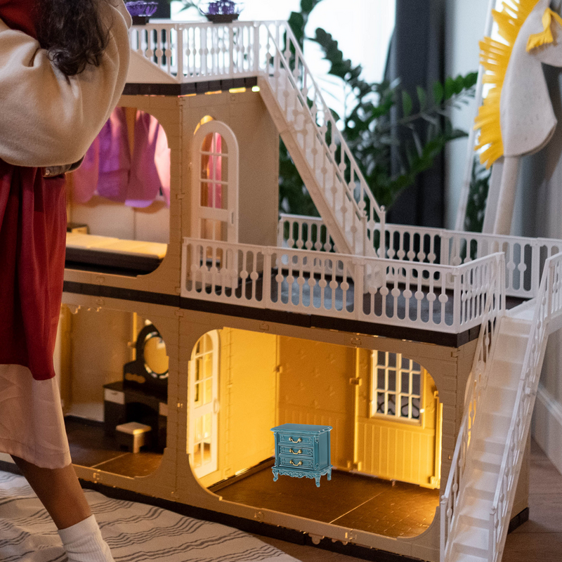 Zerodeko mainan Mini lemari kabinet rak buku 1 12 skala miniatur kayu Model furnitur untuk anak-anak