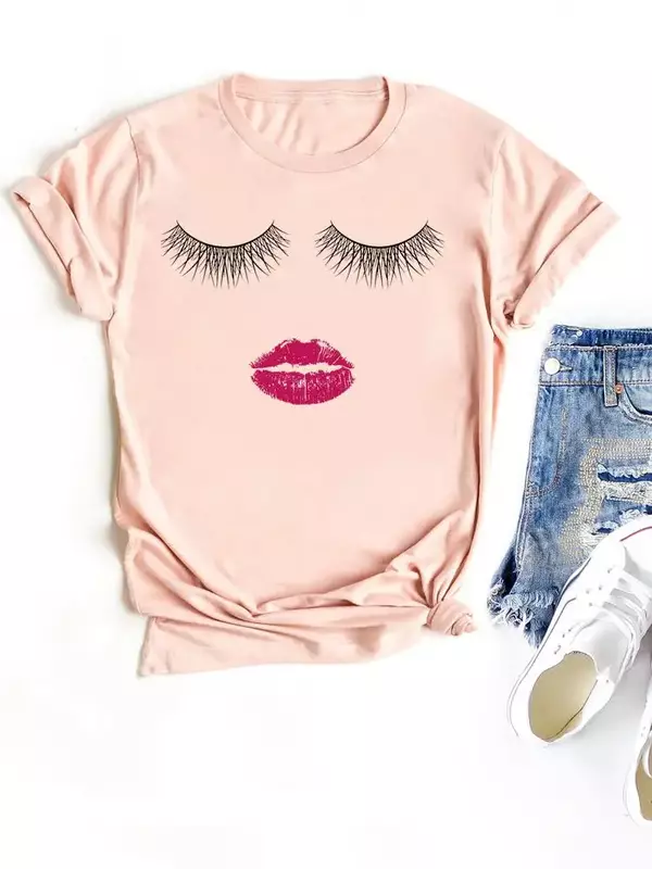 Camiseta de manga curta feminina estampada, roupas de tendência estilo anos 90, moda casual, camiseta feminina gráfica, estilo anos 90