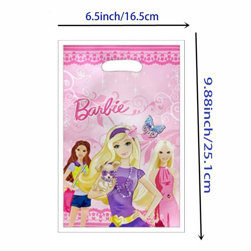 10/20/30pcs Barbie dekoracje na imprezę urodzinową różowa księżniczka z motywem worek na łup na cukierki prezent dla dzieci dziewczynki Baby Shower artykuły na przyjęcie
