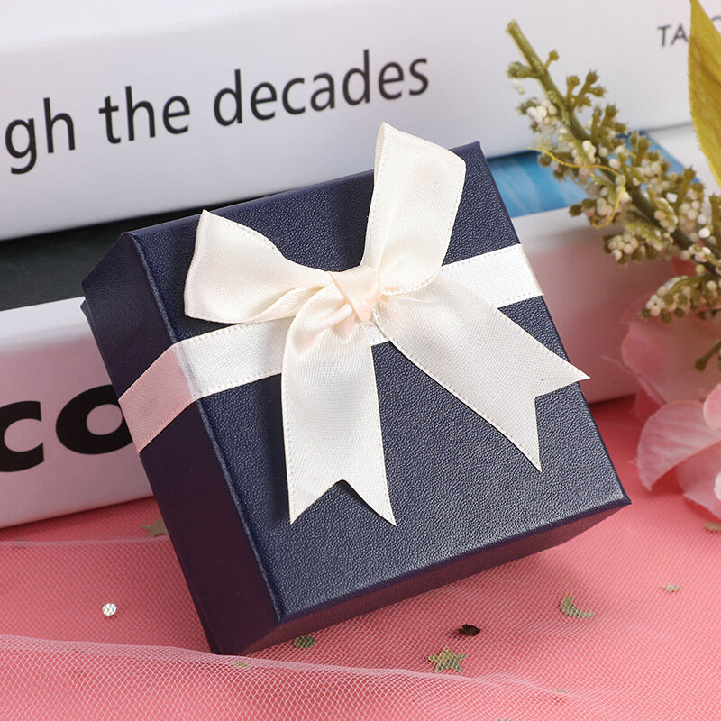 Portagioie per anello di fidanzamento orecchini collana bracciale Bowknot Box orecchini bracciali scatole quadrate forma confezione regalo