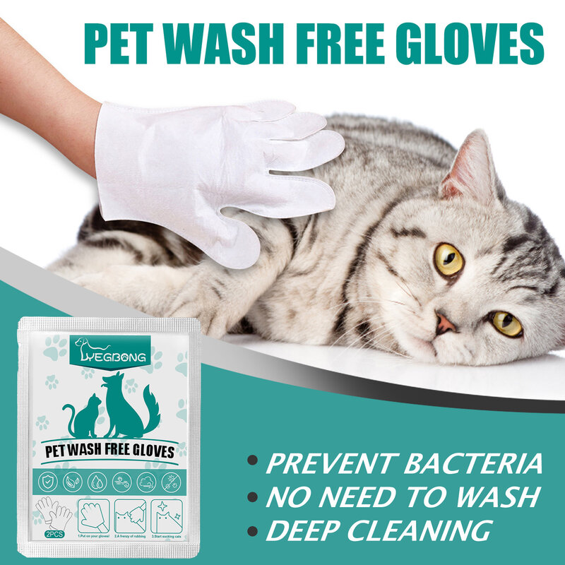 Pet Grooming Glove Wipes Pet Cleaning Massage Gloves No Rinse Dog Ear Wipes Gloves Quick Easy Grooming For Bums Body Paws Eyes