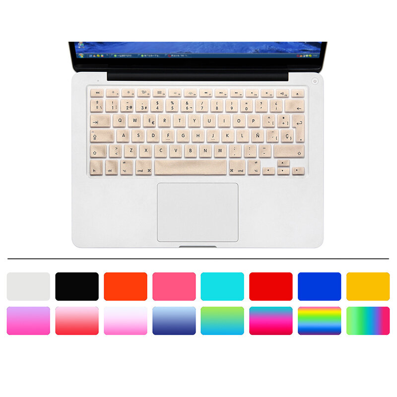 HRH-cubiertas de silicona impermeables para teclado, Protector de piel para Macbook Air Pro 13, 15, 17, Mac book, español, versión europea