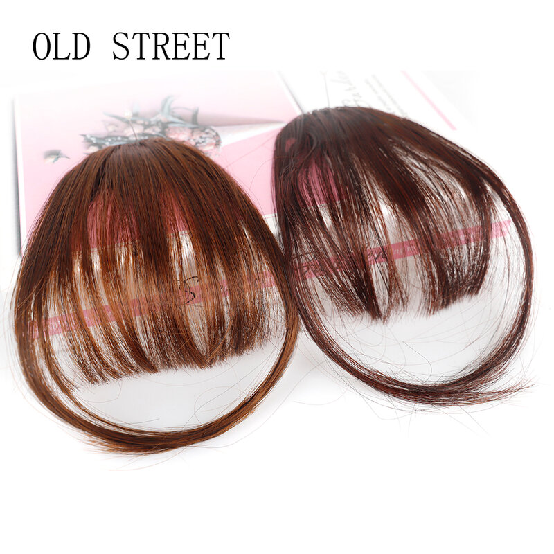 Synthetic Air Bangs Fake Blunt Short Hair Extension Natural Black Brown False Hairpiece For Women Girl Clip In Bang