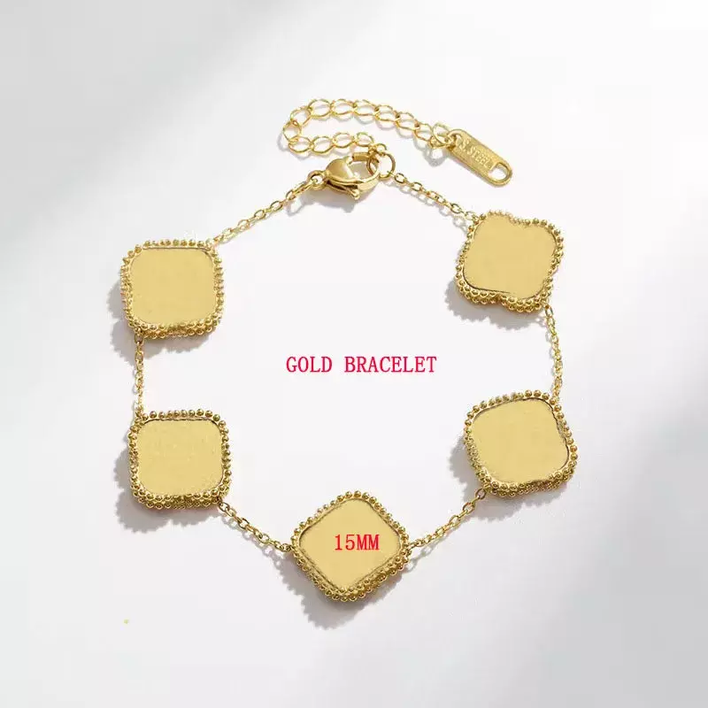 1/5/10 Edelstahl Blatt Klee Luxus Anhänger Halskette Ohrring Armband Frauen Metall ohne Logo Schmuck