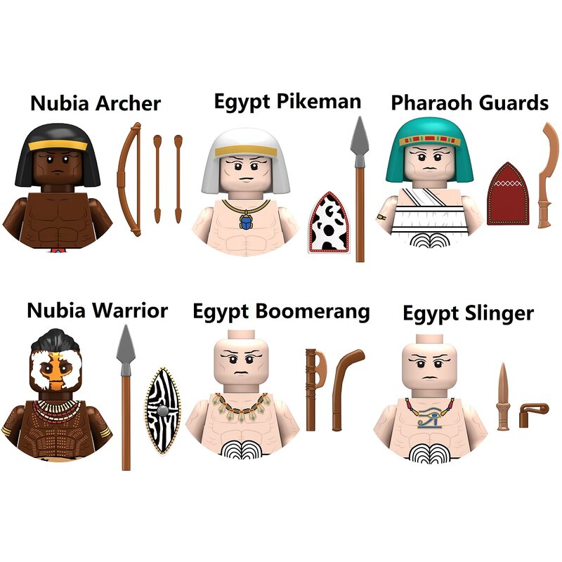 ชุดของเล่นตุ๊กตาขยับแขนขาได้ขนาดเล็กสำหรับบล็อกตัวต่อขนาดเล็กเหมาะกับฟาโรห์ Tutankhamun ของอียิปต์โบราณ71017