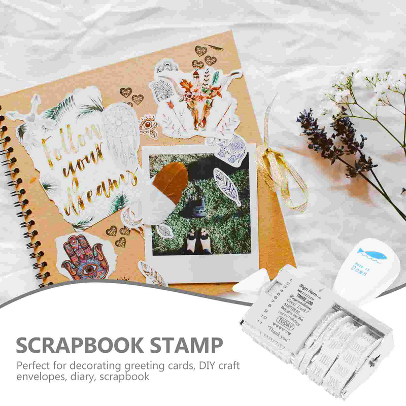 Scrapbook Seal affrancatura francobolli data Stamper Self Inking Plastic Hand Account Supply