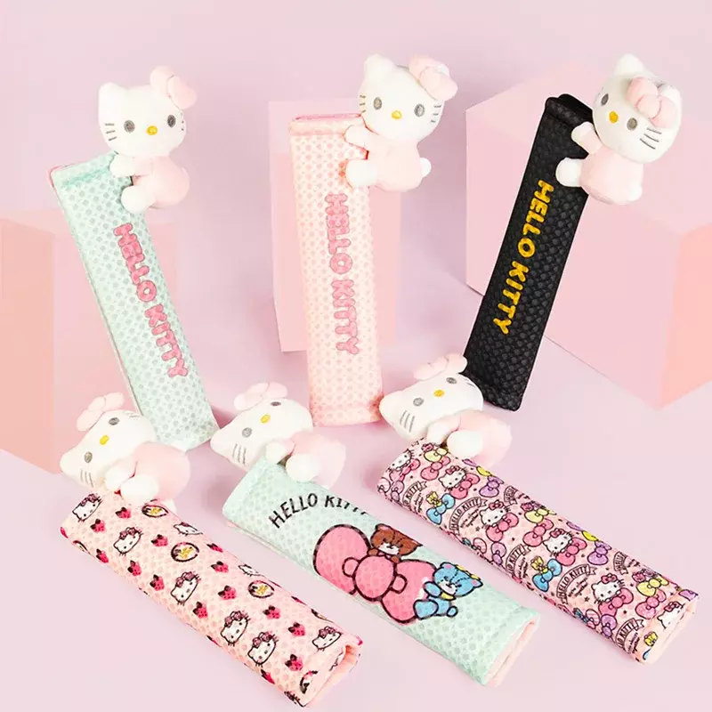 Kitty Car Seat Belts Shoulder Protectors Four Seasons Car Cartoon Safety Belt Lovely Car Interior Decoration Products Thickening