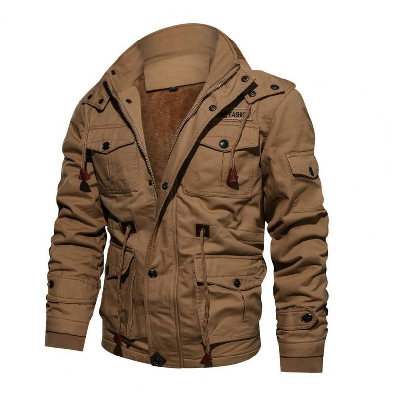 Зимние мужские куртки с капюшоном, плюшевое пальто, утепленная плюшевая внутренняя подкладка, большие тактические хлопковые пальто, теплая Рабочая куртка, Мужская одежда
