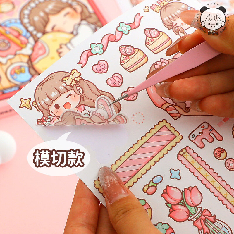 12 szt. Naklejki Washi Cartoon Kawaii naklejki Telado Girl Handbook DIY kartki dekoracyjne materiał śliczne naklejki papeterii