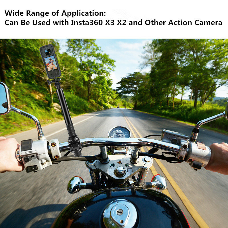 Motorcycle Bike Adjustment  Handlebar Mount Invisible Selfie Stick Bicycle Monopod for GoPro DJI Insta360 X4 X3 Camera Accessory