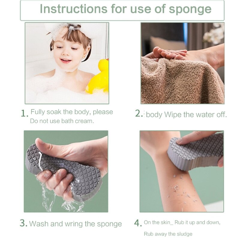 Y1UF Soft Exfoliating Bath Sponge Dead Skin Remover Sponge for Women, Men, Kids