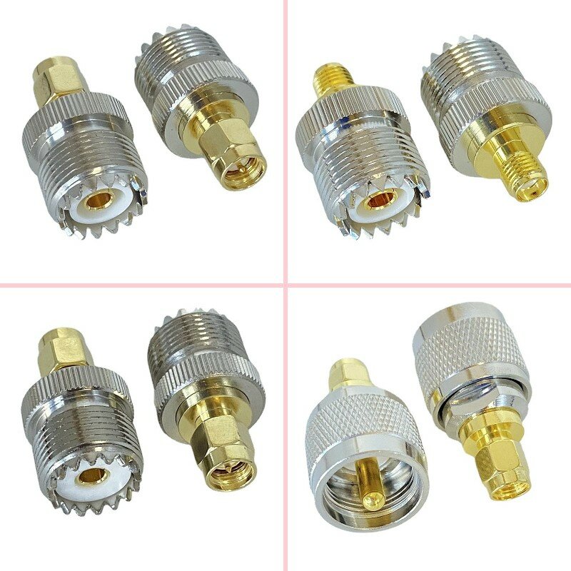 Conector macho y hembra para conector coaxial, conector de cable recto de latón y cobre, PL259 a SMA, 1 piezas, UHF, SO239