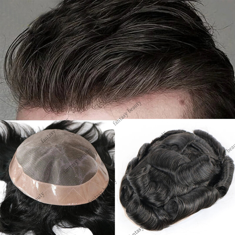 15mm /20mm keriting halus renda Mono dasar rambut manusia pria Toupee untuk rambut pria Unit pengganti Afro keriting prostesis kapiler
