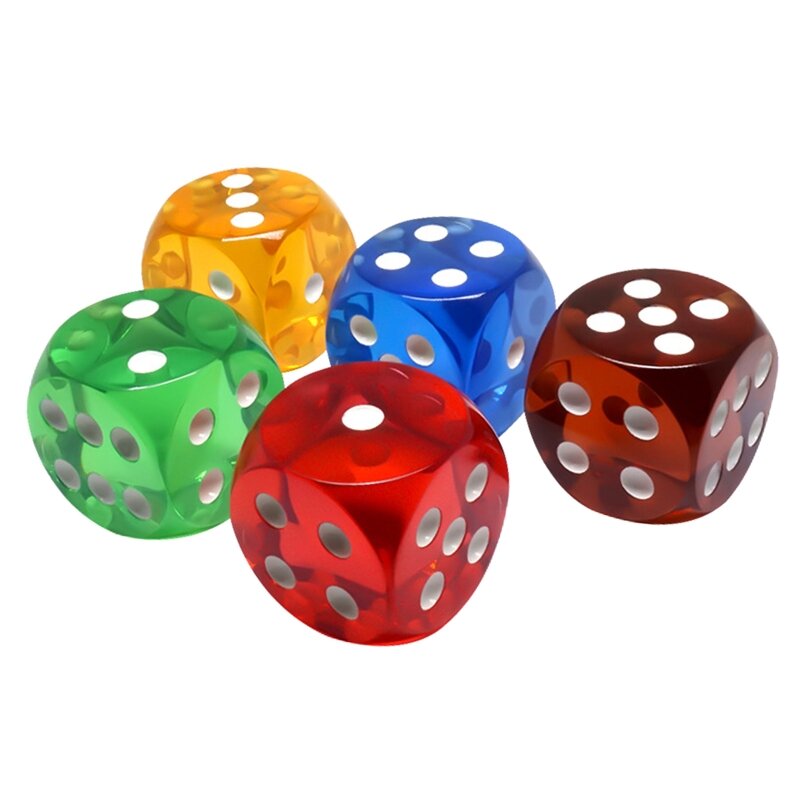 5 шт. кубики для настольной игры 25 мм, игральные кости для вечеринок, прозрачные кубики