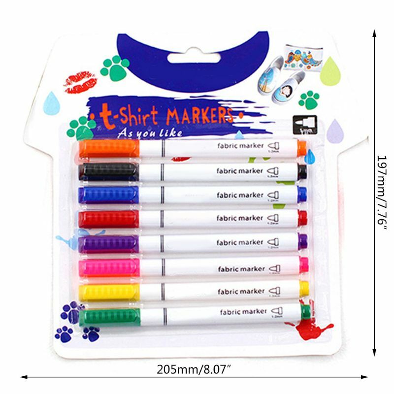 قلم تحديد بألوان نابضة بالحياة من القماش غير يتلاشى للخزف والجلود والبلاستيك 8 قطعة دروبشيب