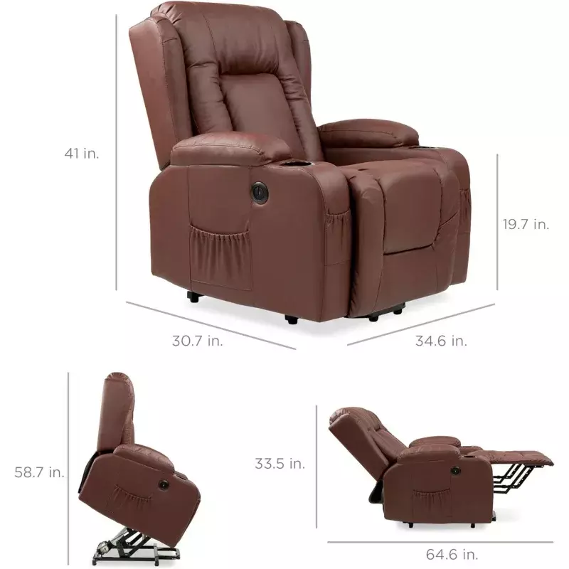 Best Choice Products PU Leather Electric Power Lift Chair, Recliner Massage Chair, Adjustable Furniture for Back, Legs w/ 3 Posi