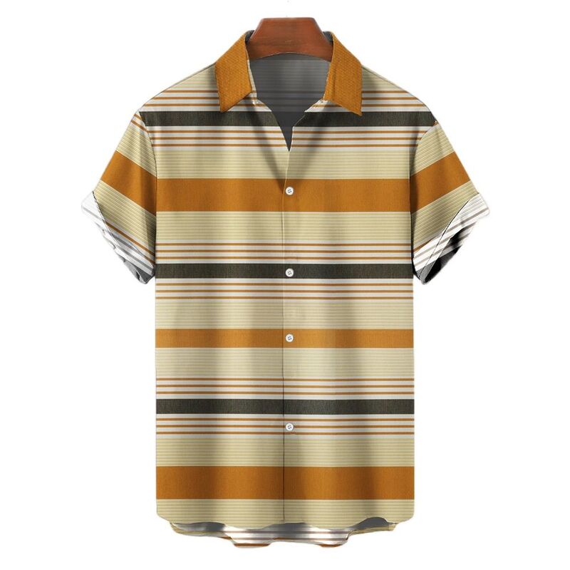 2022 летняя свободная стандартная гавайская рубашка с кубинским воротником, пляжные мужские рубашки для мужчин, рубашка в полоску с музыкаль...