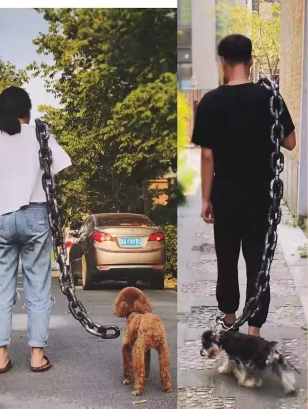 애완 동물 시뮬레이션 대형 다리미 체인 견인 로프, 고양이 산책 로프, 테디 개 목걸이
