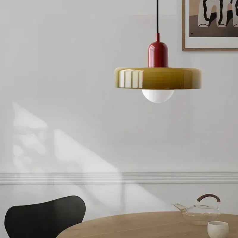Nordic szklana lampa wisząca Macaron lampa do salonu sypialnia gabinet jadalnia Bar wystrój pokoju lampa wisząca Bauhaus