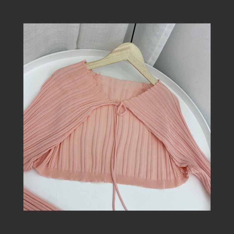 Miiiix-Casaco feminino coreano slim fit cardigan curto, malha de verão, ombro Kam, proteção solar, roupas femininas, moda, 2024