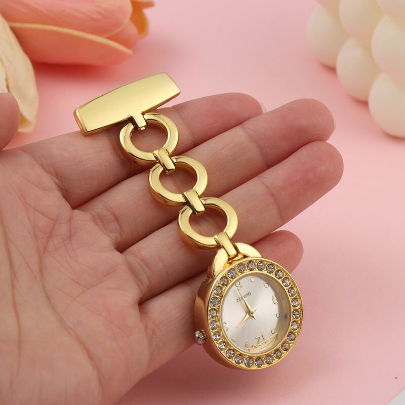 Reloj de bolsillo con colgante de enfermera médica para mujer, reloj de cuarzo de diamante, reloj de enfermera encantador