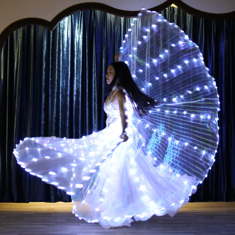 Ruoru kostum anak-anak dewasa sayap LED sudut Alas kostum sirkus lampu Led kostum bercahaya pertunjukan pesta Led sayap Isis pakaian dansa