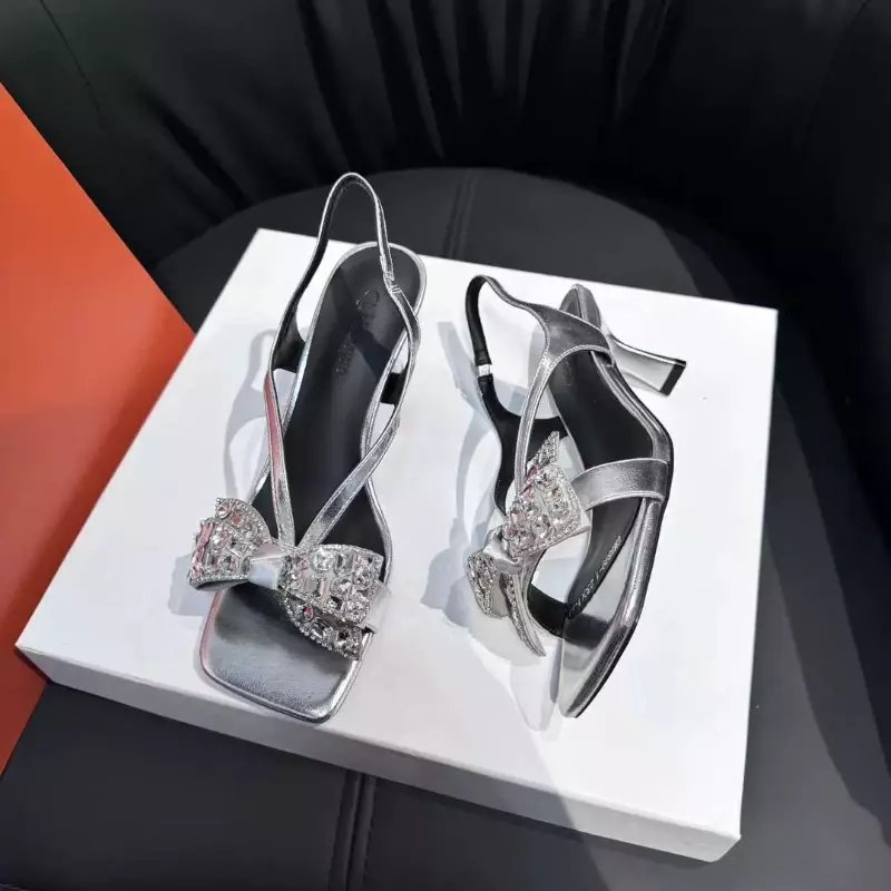 Sandalias de tacón alto con lazo de viento para mujer, zapatos de tacón alto con diamantes de imitación, con cinturón de una línea, 2024