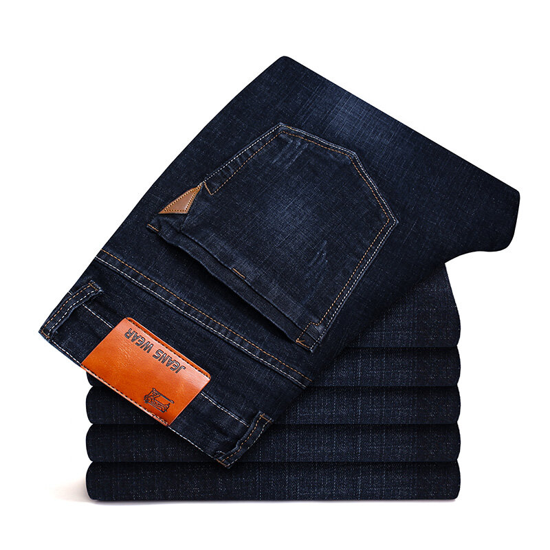 Pantalones vaqueros ajustados de marca para hombre, Jeans informales de negocios de gran tamaño, pantalones elásticos holgados, ropa de primavera y otoño, 2023