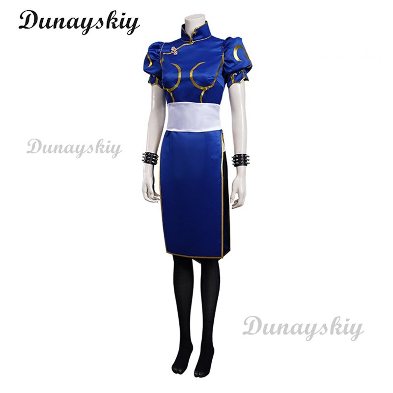 Chun-Li trajes cosplay para mulheres, Cheongsam, uniforme feminino, jogo, Street Fighter, vestido de simulação, Dia das Bruxas, terno carnaval